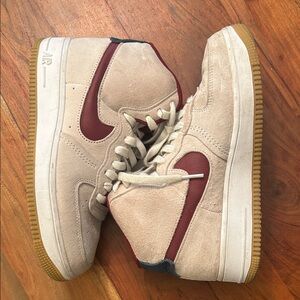 Nike air Beige and maroon High-Top Sneakers